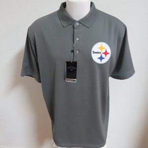 New 2XL STEELERS Gray Callaway Men's db #21L Golf Polo Shirt